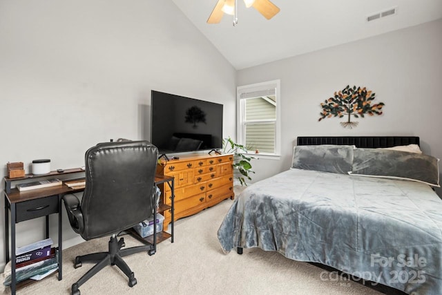 219 Broadleaf Dr, Denver, NC 28037 - carpeted bedroom with lofted ceiling, a desk, and a ceiling fan