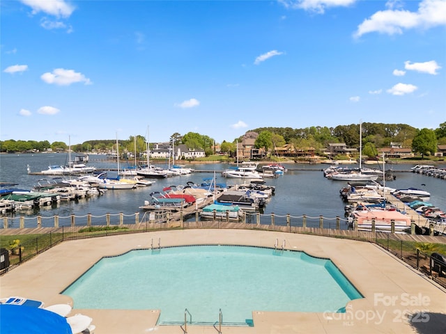 18679 Vineyard Point Ln, Cornelius, NC 28031 - community pool featuring a boat dock, view of marina, and a water view
