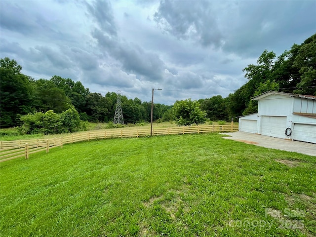 117 Autumn Woods Dr, Kings Mountain, NC 28086 - view of yard with a detached garage, a rural view, and an outdoor structure