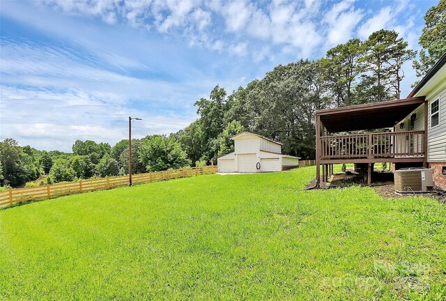 117 Autumn Woods Dr, Kings Mountain, NC 28086 - view of yard with a detached garage, an outdoor structure, and a deck