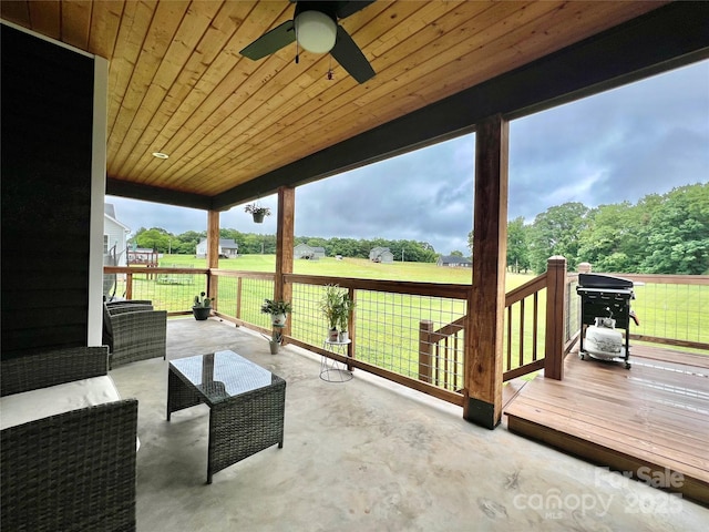7133 Church Rd, Taylorsville, NC 28681 - view of patio / terrace with ceiling fan and a wooden deck