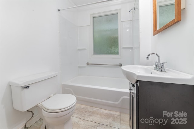 520 Eastwood Park Cir, Albemarle, NC 28001 - bathroom featuring toilet, vanity, shower / bath combination, and tile patterned flooring