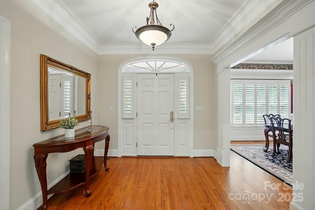 102 Rosewood Ln, Locust, NC 28097 - foyer entrance featuring light wood-style flooring, baseboards, and crown molding
