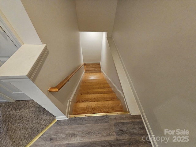 606 N St, Belmont, NC 28012 - stairs featuring wood finished floors and baseboards