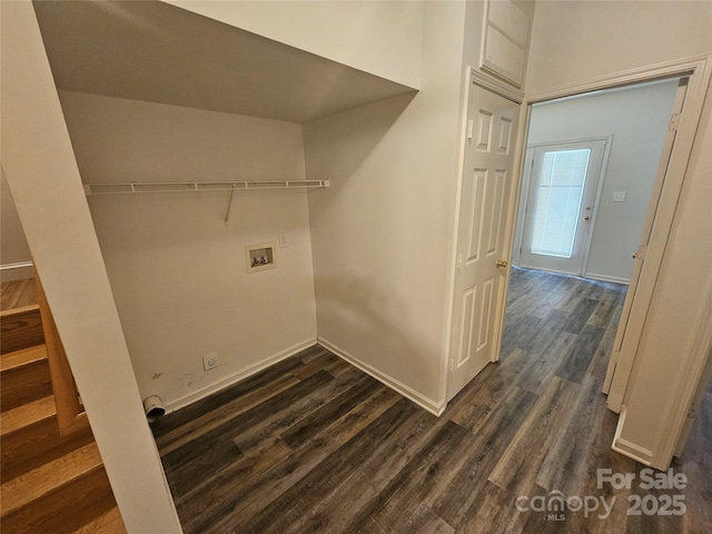 606 N St, Belmont, NC 28012 - laundry area with washer hookup and dark wood-type flooring
