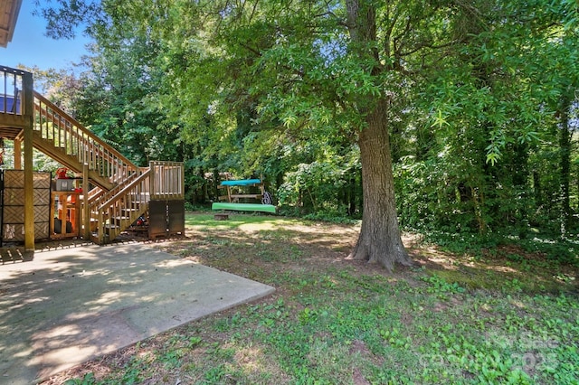606 N St, Belmont, NC 28012 - view of yard featuring stairs and a patio
