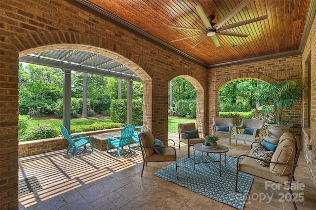 3032 Kings Manor Dr, Matthews, NC 28104 - view of patio with outdoor lounge area and a ceiling fan