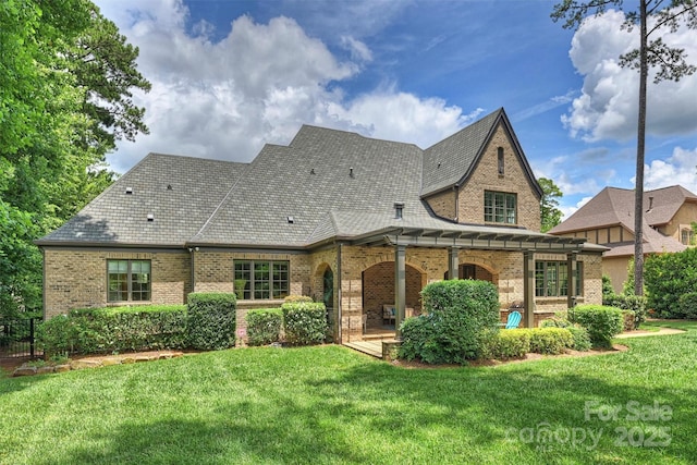 3032 Kings Manor Dr, Matthews, NC 28104 - rear view of property with a pergola and brick siding