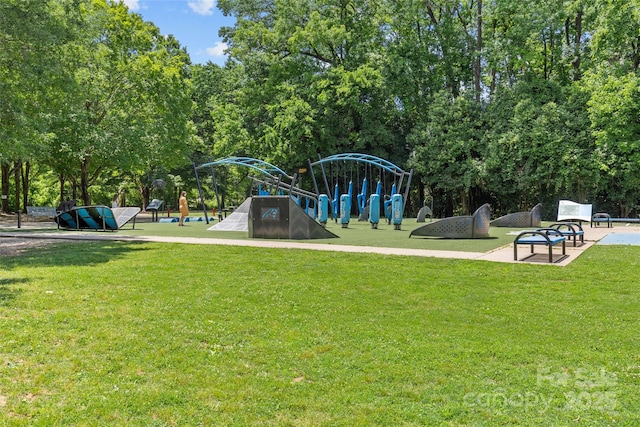2424 Cumberland Ave, Charlotte, NC 28203 - view of jungle gym with a lawn and view of scattered trees