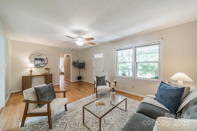 1188 Rainbow Cir, Catawba, SC 29704 - living room with ceiling fan, light wood finished floors, and baseboards