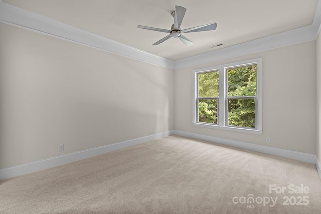 10508 Kristens Mare Dr, Charlotte, NC 28277 - carpeted empty room with baseboards, ceiling fan, and ornamental molding