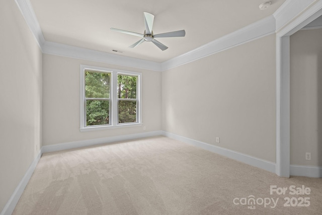 10508 Kristens Mare Dr, Charlotte, NC 28277 - carpeted spare room featuring crown molding, a smoke detector, a ceiling fan, and baseboards