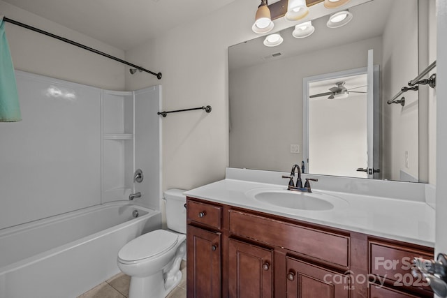 10508 Kristens Mare Dr, Charlotte, NC 28277 - bathroom featuring toilet, vanity, bathtub / shower combination, and tile patterned flooring