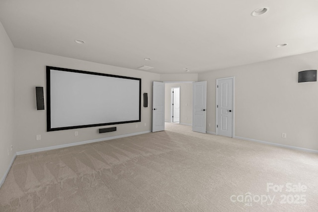 10508 Kristens Mare Dr, Charlotte, NC 28277 - cinema with baseboards, light carpet, and recessed lighting
