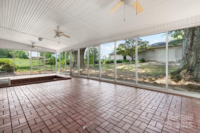 4002 Hickory Blvd, Granite Falls, NC 28630 - unfurnished sunroom featuring ceiling fan and lofted ceiling