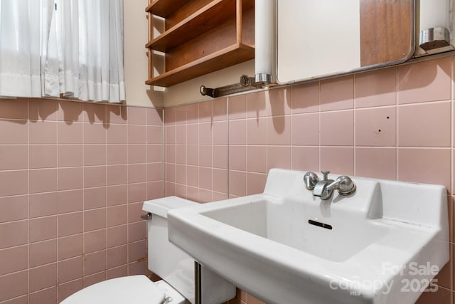4002 Hickory Blvd, Granite Falls, NC 28630 - half bathroom featuring tile walls and decorative backsplash