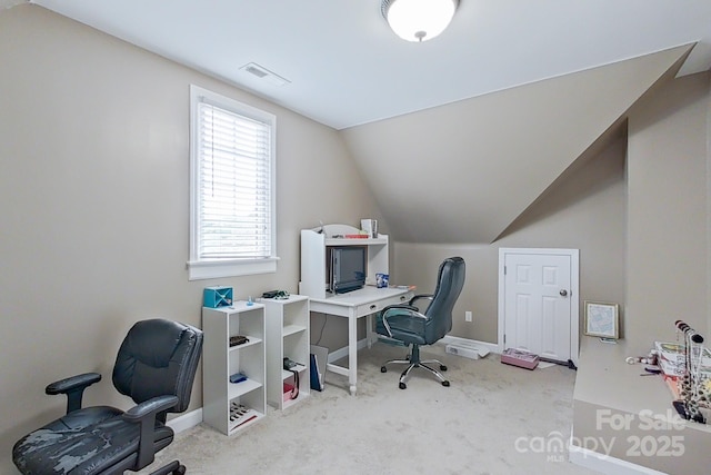 8409 Olde Stonegate Ln, Mint Hill, NC 28227 - carpeted office space featuring lofted ceiling and baseboards