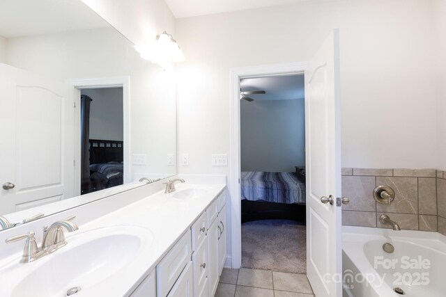 679 Cape Fear St, Fort Mill, SC 29715 - full bath with connected bathroom, tile patterned floors, a bath, and double vanity
