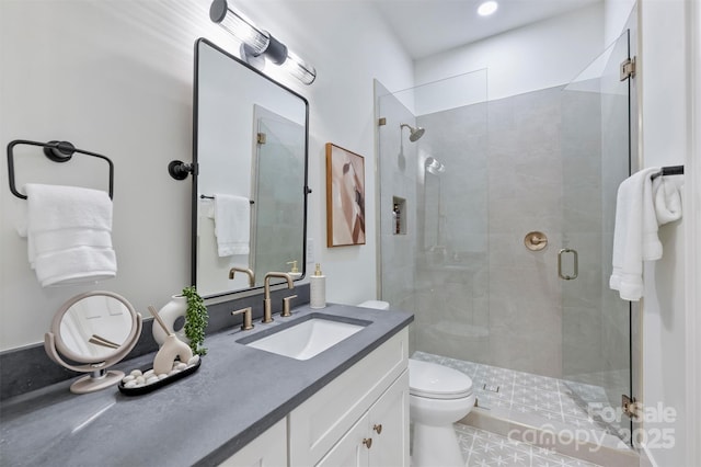 1834 Arnold Dr, Charlotte, NC 28205 - full bathroom with toilet, a stall shower, and vanity