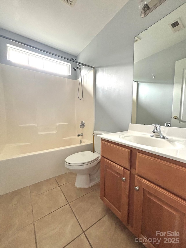 12904 Windy Lea Ln, Huntersville, NC 28078 - full bathroom with tile patterned floors, toilet, shower / bathtub combination, and vanity