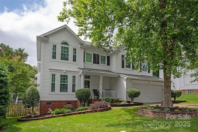 10924 Owl Nest Ln, Charlotte, NC 28277 - view of front of property with covered porch, crawl space, a garage, and driveway
