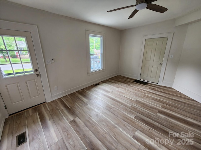 1434 N Hamilton St, High Point, NC 27262 - entryway featuring a ceiling fan, light wood-type flooring, and baseboards