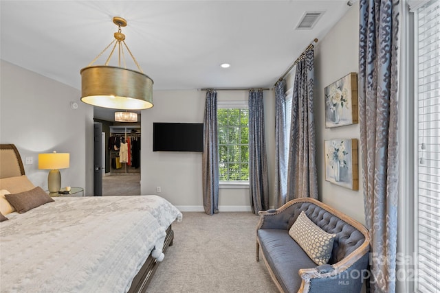 224 Wendover Heights Cir, Charlotte, NC 28211 - carpeted bedroom featuring baseboards, recessed lighting, and a spacious closet