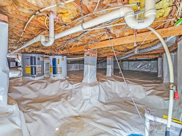 211 Drive Inn Rd, Locust, NC 28097 - basement featuring water heater, crawl space, and electric water heater