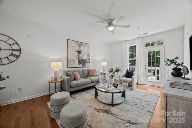 1556 Walnut View Dr, Charlotte, NC 28208 - living room featuring a ceiling fan and wood finished floors