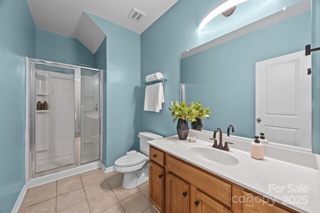 1556 Walnut View Dr, Charlotte, NC 28208 - full bathroom featuring a stall shower, vanity, and tile patterned flooring
