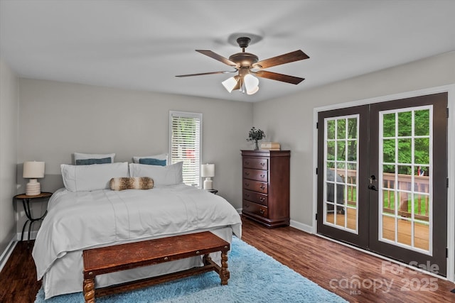 625 S Magnolia St, Mooresville, NC 28115 - bedroom featuring french doors, access to outside, wood finished floors, and baseboards