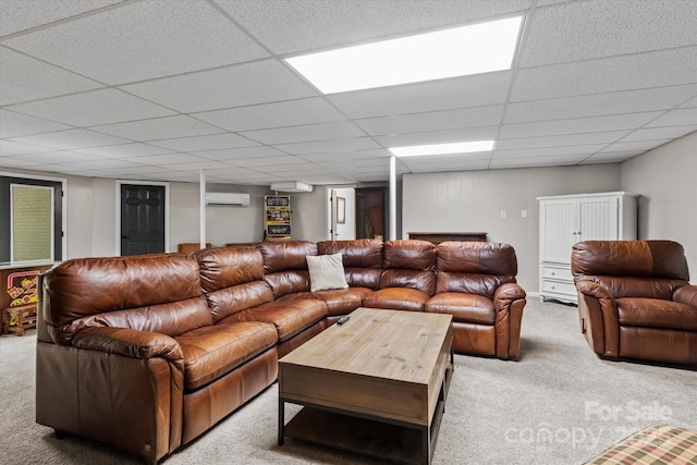 625 S Magnolia St, Mooresville, NC 28115 - living room with carpet, a wall mounted air conditioner, and a drop ceiling