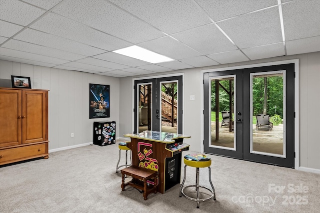 625 S Magnolia St, Mooresville, NC 28115 - carpeted office with french doors, plenty of natural light, a paneled ceiling, and baseboards