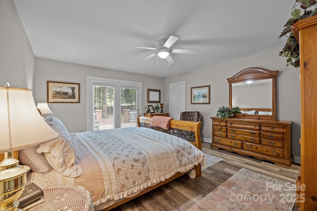 635 Timberlane Trl, Salisbury, NC 28147 - bedroom featuring access to exterior, wood finished floors, a ceiling fan, and baseboards