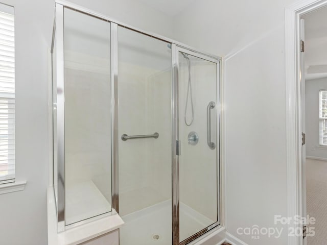 5306 Prosperity View Dr, Charlotte, NC 28269 - bathroom with a stall shower and plenty of natural light