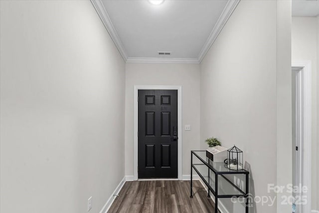 9009 Myrna Dr, Gastonia, NC 28056 - doorway to outside featuring wood finished floors and crown molding