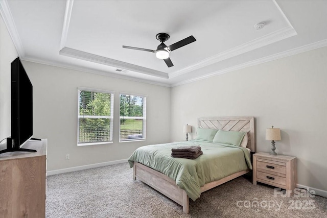 9009 Myrna Dr, Gastonia, NC 28056 - bedroom with a raised ceiling, crown molding, carpet, and ceiling fan