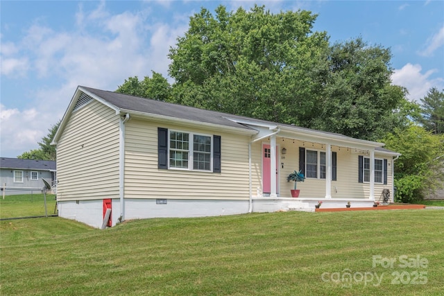 109 E Broadleaf Dr Unit 78, Hendersonville, NC 28739 - view of front of house featuring covered porch, a front yard, and crawl space