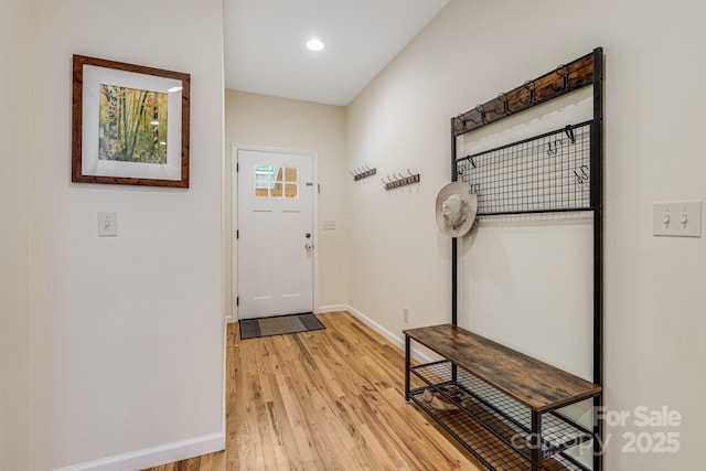506 Hiawassee Ave, Black Mountain, NC 28711 - foyer with baseboards, light wood-type flooring, and recessed lighting