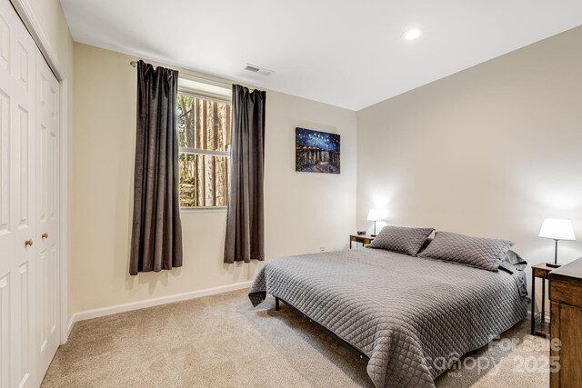 506 Hiawassee Ave, Black Mountain, NC 28711 - bedroom featuring a closet, baseboards, carpet, and recessed lighting