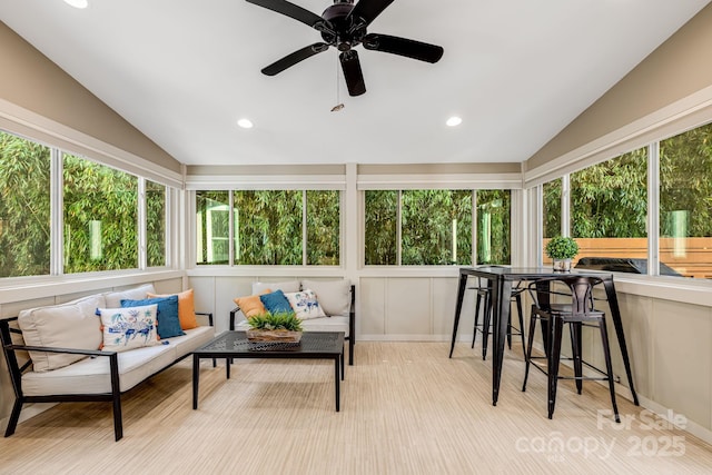 506 Hiawassee Ave, Black Mountain, NC 28711 - sunroom featuring vaulted ceiling, a deck, plenty of natural light, and recessed lighting