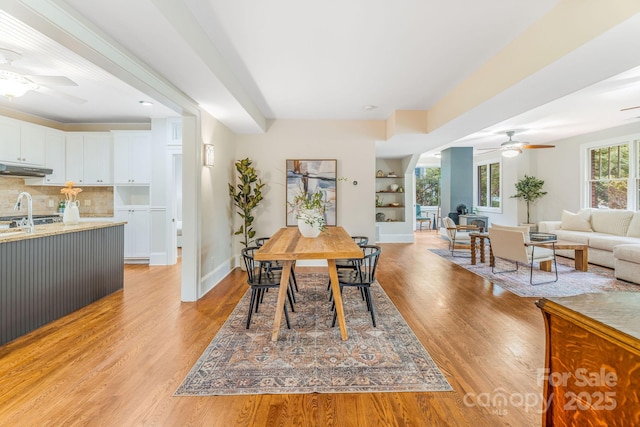 24 Warwick Rd, Asheville, NC 28803 - dining space with ceiling fan, light wood-style flooring, and baseboards
