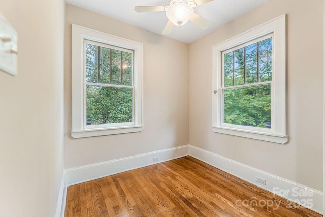 24 Warwick Rd, Asheville, NC 28803 - unfurnished room with baseboards, wood finished floors, and a ceiling fan