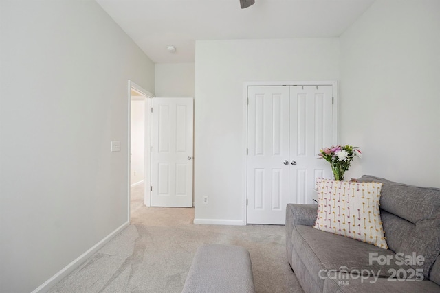 7931 Baylis Dr, Huntersville, NC 28078 - carpeted living area with baseboards and ceiling fan