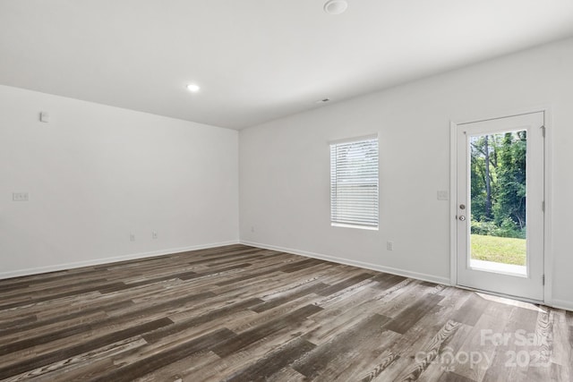 1112 Angle St, Cherryville, NC 28021 - empty room with dark wood-style flooring, baseboards, and recessed lighting