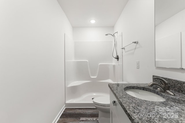 1112 Angle St, Cherryville, NC 28021 - full bath featuring a shower, toilet, wood finished floors, and vanity