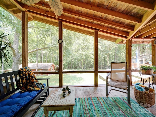 157 Old Hearth Rd, Clover, SC 29710 - sunroom / solarium featuring beamed ceiling