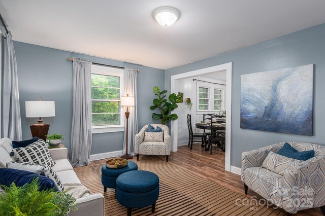 143 Hallman St, Cherryville, NC 28021 - living room featuring wood finished floors and baseboards