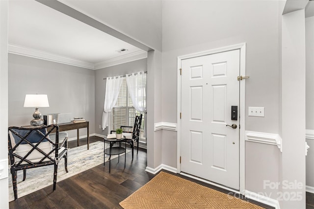 10198 Tintinhull Dr, Fort Mill, SC 29707 - foyer with ornamental molding, dark wood-type flooring, and baseboards