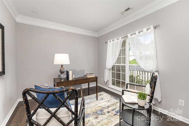 10198 Tintinhull Dr, Fort Mill, SC 29707 - office featuring wood finished floors, crown molding, and baseboards